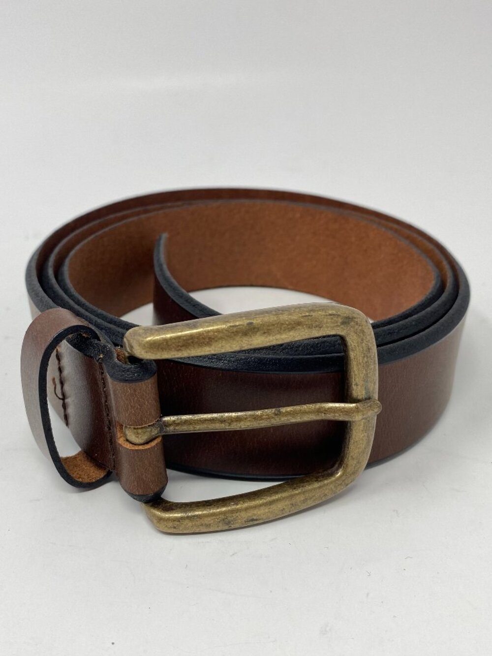 LL Bean 1912 Jean Belt Size 46 Brown Leather Made in UK 288062